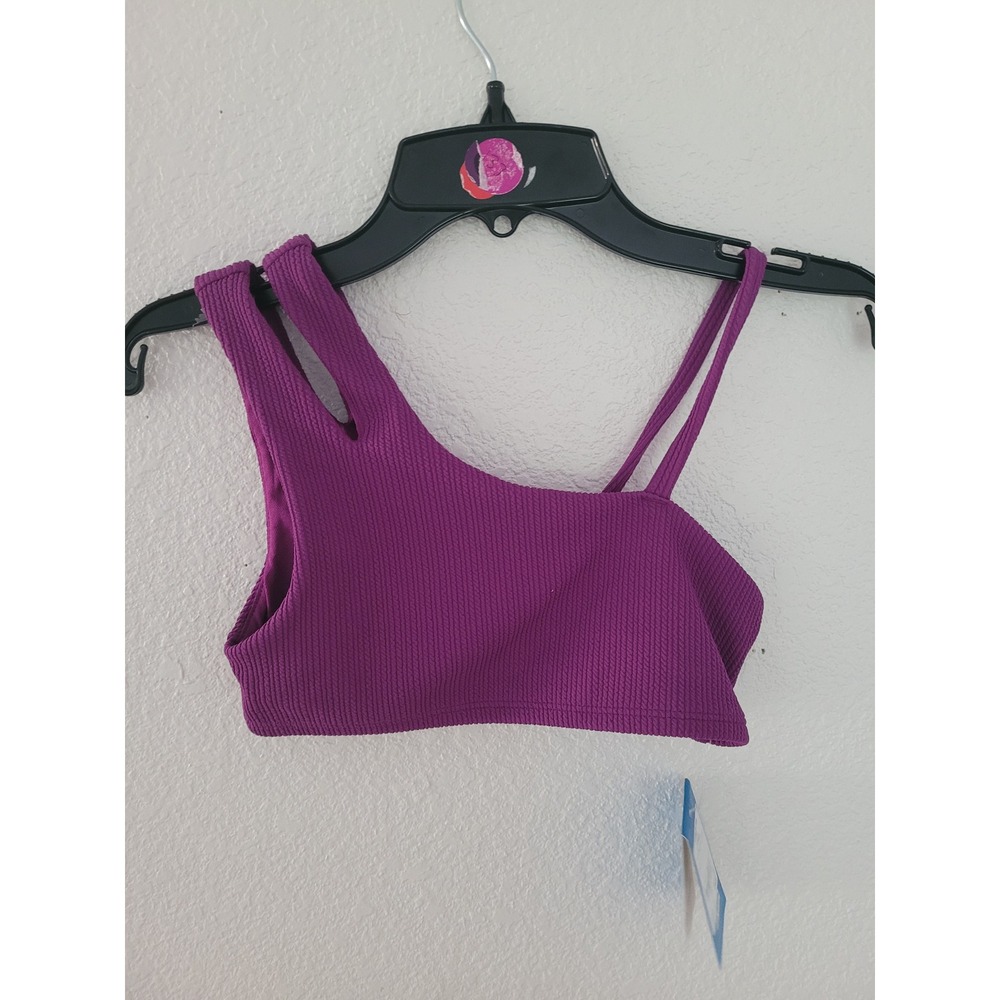 DSG Girls Asymmetric Ribbed Swim Top Vibrant Violet Purple Size Small NWT #8